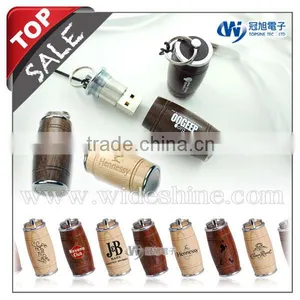 Oak Barrel Style Wooden Usb Flash Drive , Custom Logo Bulk Items Free Sample thumbnail-1