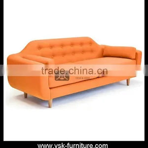 SF-129 Curved Shape Back Orange Color Parlour Sofa thumbnail-1