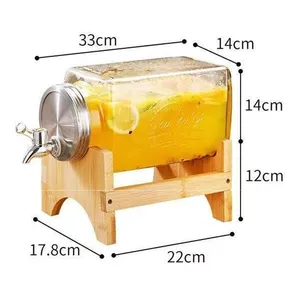Large - Capacity Glass Beverage Dispensers W/Stainless Spigots. Airtight Lids. Wooden Stand. Ideal for Parties & Daily Drinks! thumbnail-5