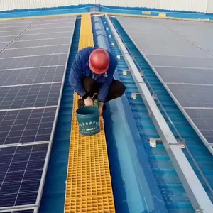 38x38mm FRP Grating Panel for Solar Farm Rooftop Access and Industrial Non-Slip Walkway thumbnail-1