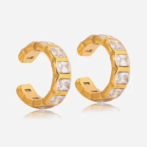 Fade-Free Gold Plated Earrings - Tarnish-Resistant Waterproof Stainless Steel Jewelry thumbnail-3