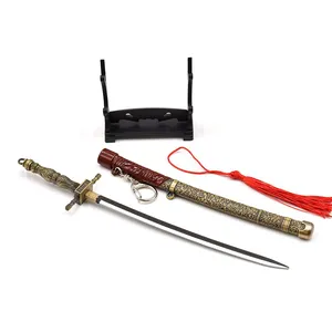 Spring-Action Metal Sword Model With Sheath Sword Model Backpack Keychain, Office Art Display Item thumbnail-1