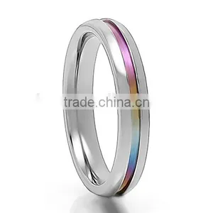 Fancy Couple Band Rainbow Anodized Titanium Ring thumbnail-1