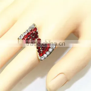 Colorful Crystal Paved Butterfly Nice Design Bow Tie Shape Addustable Ring thumbnail-6