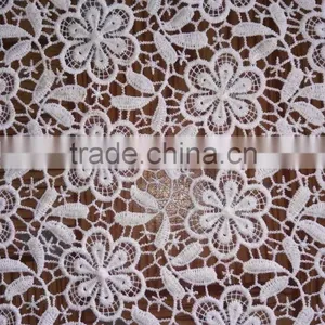 Wholesale Embroidery Fabric Polyester Full Lace Milk Silk Water Soluble Full Lace Fabric For Garment Accessory With Ladies Cloth thumbnail-4