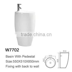 Modern Furniture Standing Integrate Pillar One Piece Pedestal Basin thumbnail-2