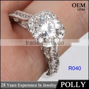 China Solid Jewellry Factory Price 14K Rose Gold White AAAAA CZ Ring Engagement Ring thumbnail-3