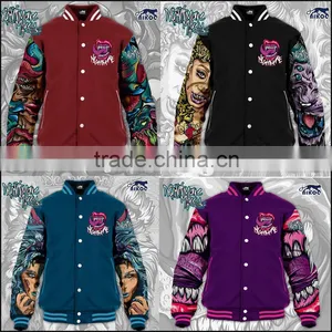 Fashion Sublimated College Varsity Baseball Jackets Wholesale thumbnail-3