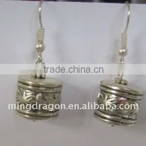 CHINESE TIBET SILVER EARRING EARDROP thumbnail-1