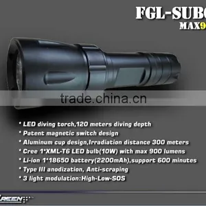 Magnetic Switch Rechargeable XML T6 Diving Torch thumbnail-3
