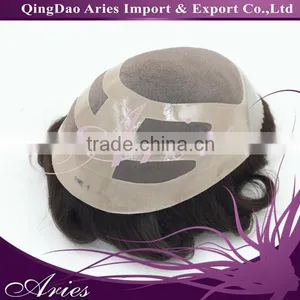 Virgin Indian Hair Closure Mono Lace PU Welded Men's Hairpiece Toupee for Men Male Wigs Natural Hair Replacement thumbnail-5