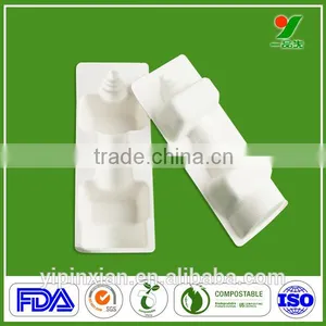 Wholesale 90days Biodegradable OEM Bagasse Packing Molded Pulp Buffering Packaging Gaming Glasses Tray for Electronic Components thumbnail-1