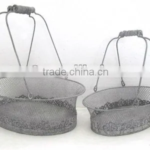 110578FD-1 Antique Imitation Metal Wire Flower Basket thumbnail-1