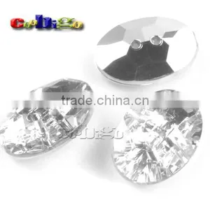17*24mm Oval Shaped White Acrylic Bling Rhinestone&Crystal Button For Stylish Bags Garment Shoes #FLN014-B(06) thumbnail-1