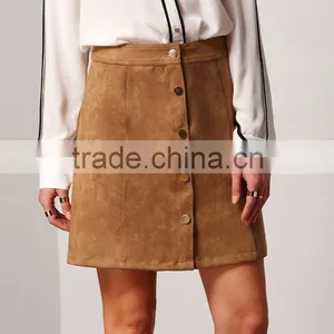 Suede Ladies Designer Skirt Suits thumbnail-1