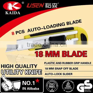 6 PCS Auto Loading 18mm Snap Off Blade Plastic With Rubber Grip Handle Utility Knife thumbnail-5