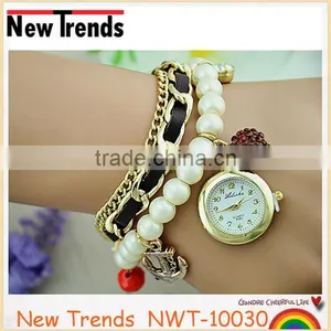 2015 High Quality Fashion Pearl Ladies Wrist Watch Pearl Bracelet Watch thumbnail-3