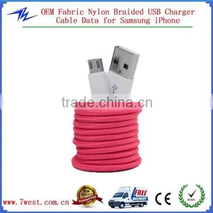Colorful Nylon Braided Micro USB Charging Cable for Iphone4/iphone5/iphone6 thumbnail-5