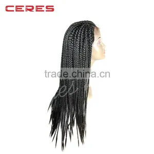 Cheap Natural Black Color Lace Front African Braided Wig for Black Women thumbnail-5