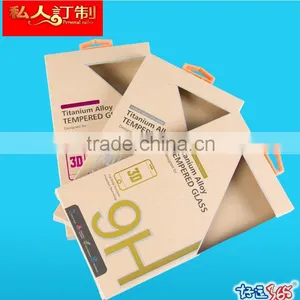 2016 Customized Brown Kraft Paper Box for Tempered Screen Protector With Silver Stamping and Plastic Hanger thumbnail-4