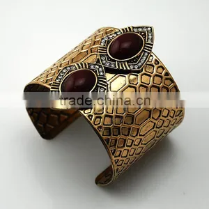 Indian Jewelry Widely Anti Gold Stone Cuff Metal Bracelet thumbnail-4