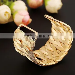 New Open Super Wide Cuff Bangle Bracelet Fashion Jewelry Gold Tone thumbnail-5
