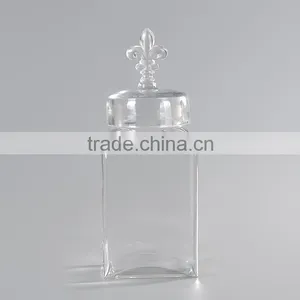 2014 Hot Selling Clear Square Glass Jam Jar With Flower-de-luce thumbnail-4