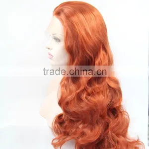 Cheap Extra Long Wine Red Synthetic Lace Front Wig Heat Resistant Wavy Burgundy Red Wig Natural Wig thumbnail-3