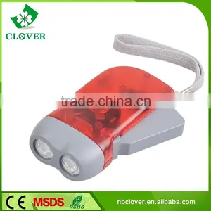 Energy Saving ABS Material 2 Led Hand Crank Dynamo Flashlight thumbnail-1
