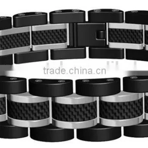Customer Mens Gold Black Power Element 316L Stainless Steel Bracelet With 2K Carbon Fiber thumbnail-3