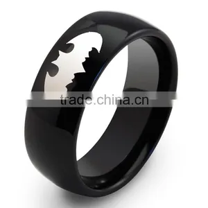 Wood Inlay Black Ceramic Ring 10mm thumbnail-1