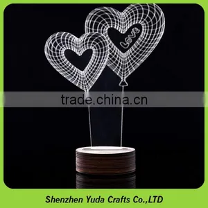 High Transparent Flat Packing Acrylic Small Night Light With Wooden Base thumbnail-5