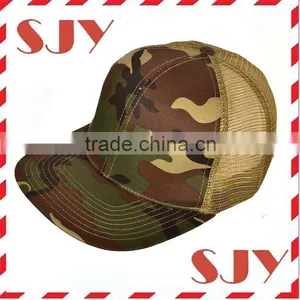 Blank Wholesale Flat Bill Camo Trucker Mesh Cap thumbnail-1