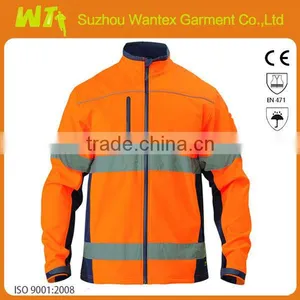 Reflective Safety Men's Waterproof Softshell Jacket in Flourescent Yellow thumbnail-2