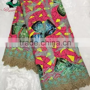 2016 Haniye JFWL-125 Latest Design Wax Mix Lace Fabric African Dutch Wax Ankara Wax With Polyester Lace for Party thumbnail-1