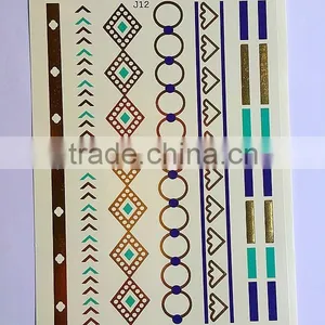 Metallic Flash Tattoos Gold Silver Jewelry Waterproof Body Temporary Tattoo Sticker thumbnail-2