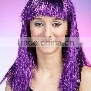 Wild Cherry Wig, Tinsel Synthetic Wigs,purple Football Fans Wigs thumbnail-2