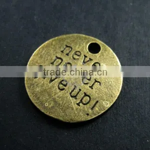 20mm Vintage Style Bronze Plated Alloy Antiqued Never Never Give up Engraved Letter DIY Pendant Charm Supplies 1810221 thumbnail-1