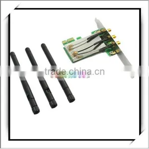 HOT! Mini PCI-E To PCI-E Wireless Adapter +3 Antenna WiFi thumbnail-1