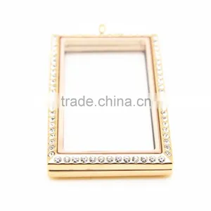 Rectangle Crystal Lockets Stainless Steel thumbnail-4
