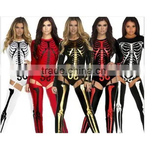 Sexy Women Halloween Scary Skeleton Tight Leotard Costume With Sock thumbnail-1