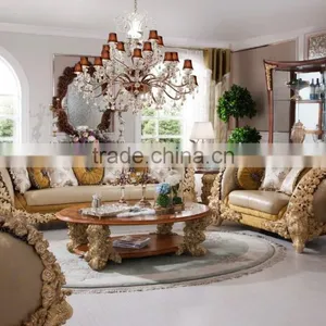 French Style Luxury Living Room Wooden Sofa Furniture, Solid Wood Hand Carved Sofa Set thumbnail-2