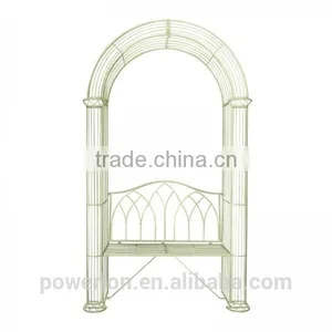 Garden Wrought Iron Pastel Green Garden Arch Outdoor Archway With Bench thumbnail-1