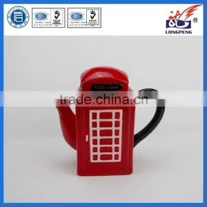 Hand Crafted Ceramic Red Glaze London Telephone Booth Teapot Wholesale thumbnail-1