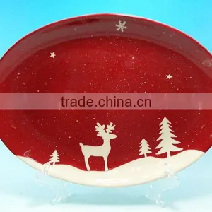 Christmas Oval Ceramic Plate thumbnail-1