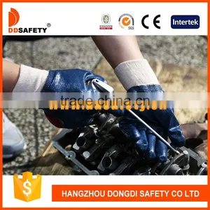 DDSAFETY 2017 Cotton Liner With Blue Nitrile Coated Anti Oil Safety Working Glove For Industry thumbnail-2