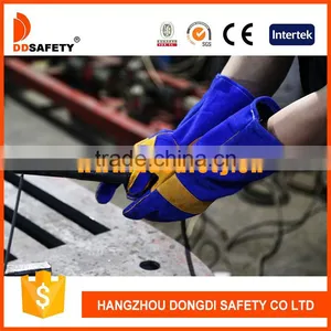 Blue Cow Split Reinforced Palm And Back AB Grade Welder Gloves thumbnail-2