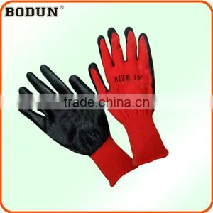 A1005 Black Rubber Palm and Fingertips Coated Nylon Gloves thumbnail-1