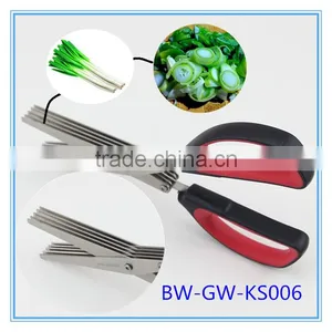 Red And Black Soft Handle Five Blades Scissors Kitchen Shears Best For Kitchen Garden thumbnail-1