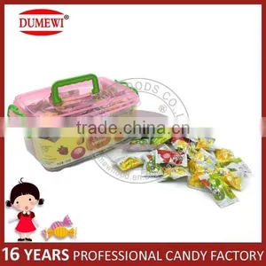 Halal Tablet Center Filled Fruit Hard Candy in Square Jar thumbnail-1
